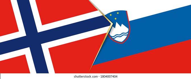 Norway and Slovenia flags, two vector flags symbol of relationship or confrontation.