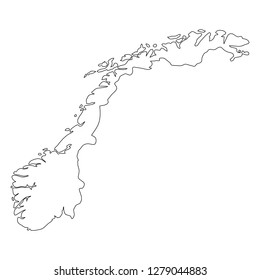 Norway - solid black outline border map of country area. Simple flat vector illustration.