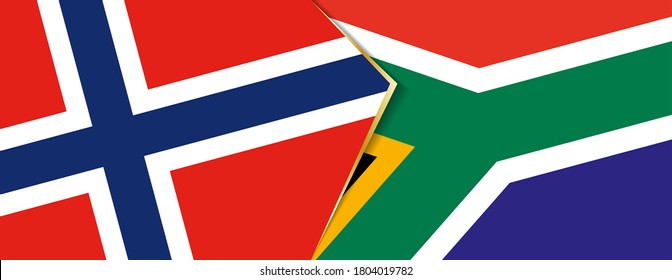 Norway and South Africa flags, two vector flags symbol of relationship or confrontation.