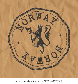 Norway Stamp Travel Passport. Design Retro Symbol Country. Old Vintage Postmark.