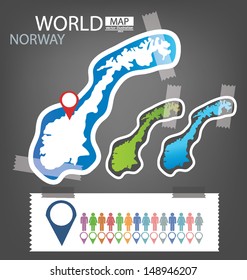 Norway. Sticker. Map vector Illustration