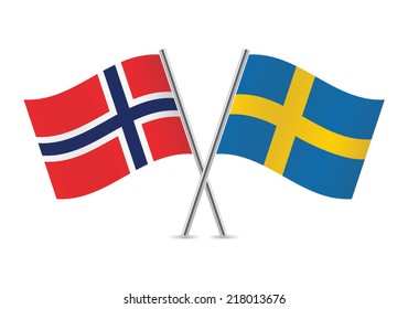 Norway Sweden Crossed Flags Norwegian Swedish Stock Vector Royalty Free Shutterstock