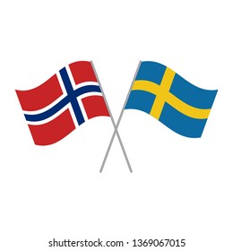 Norway and Sweden flags vector