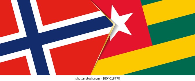 Norwegen und Togo Flaggen, zwei Vektorfahnen Symbol für Beziehung oder Konfrontation.