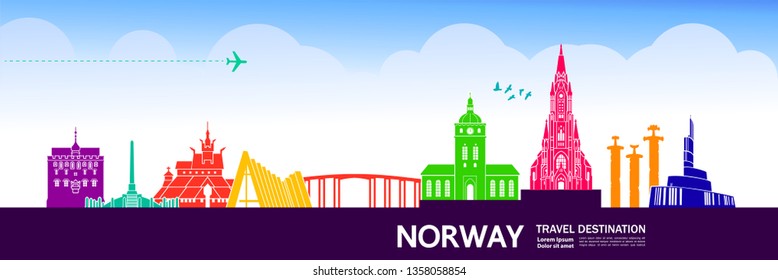 Norway travel destination vector illustration.
