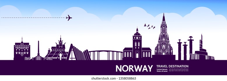 Norway travel destination vector illustration.