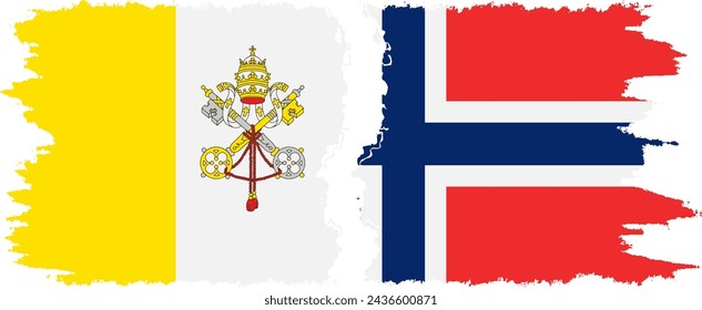 Norwegen und Vatikan Grunge Flaggen Verbindung, Vektor