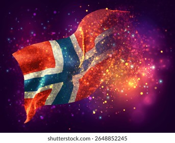 Norway, vector 3d flag with a splash of paint dots, explosion of colored dots