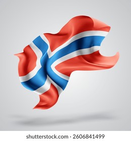 Norway, vector 3d flag with waves on a white background