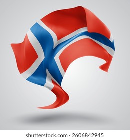 Norway, vector 3d flag with waves on a white background