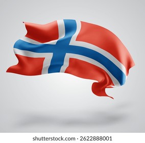Norway, vector 3d flag with waves on a white background