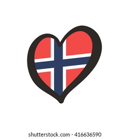 Norway Vector Flag Inside Heart. Shape Graphic Element Illustration Template Design.