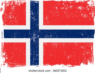 Norway Vector Grunge Flag Isolated On White Background.