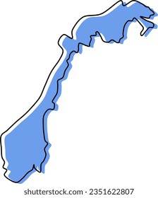 norway vector map outline stylized, norway map, norway stylized map