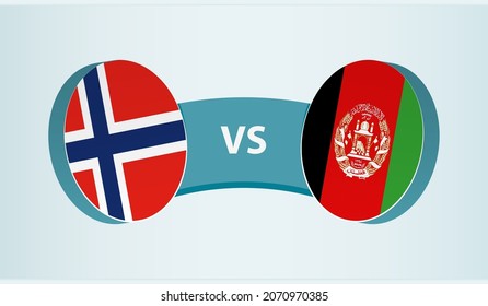 Norway versus Afghanistan, team sports competition concept. Round flag of countries.