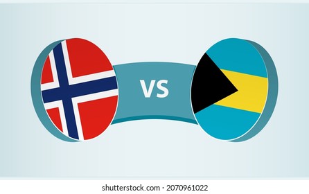 Norway versus The Bahamas, team sports competition concept. Round flag of countries.