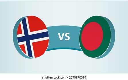 Norway versus Bangladesh, team sports competition concept. Round flag of countries.