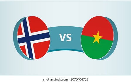 Norway versus Burkina Faso, team sports competition concept. Round flag of countries.