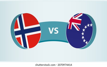 Norway versus Cook Islands, team sports competition concept. Round flag of countries.