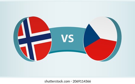 Norway versus Czech Republic, team sports competition concept. Round flag of countries.