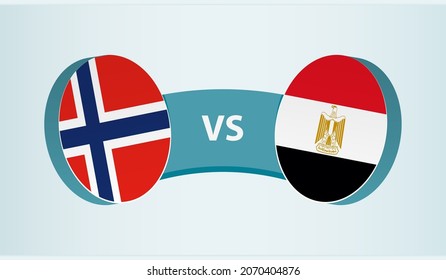 Norway versus Egypt, team sports competition concept. Round flag of countries.