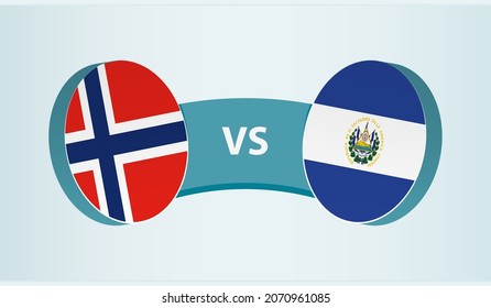 Norway versus El Salvador, team sports competition concept. Round flag of countries.