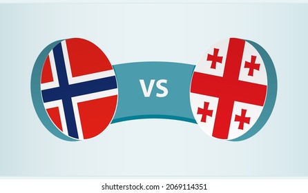 Norway versus Georgia, team sports competition concept. Round flag of countries.