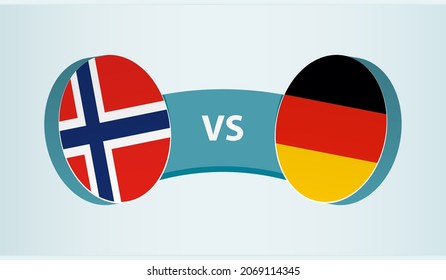 Norway versus Germany, team sports competition concept. Round flag of countries.