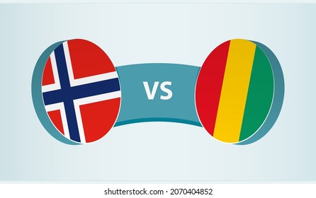 Norway versus Guinea, team sports competition concept. Round flag of countries.