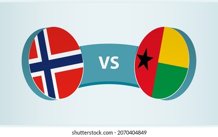 Norway versus Guinea-Bissau, team sports competition concept. Round flag of countries.