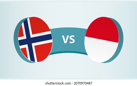 Norway versus Indonesia, team sports competition concept. Round flag of countries.