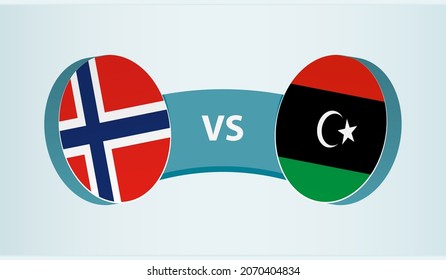 Norway versus Libya, team sports competition concept. Round flag of countries.