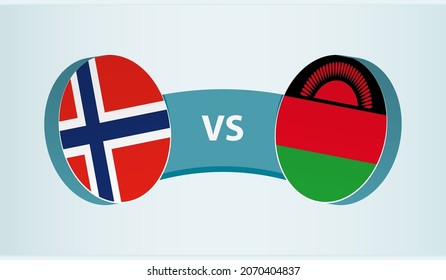 Norway versus Malawi, team sports competition concept. Round flag of countries.