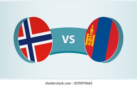 Norway versus Mongolia, team sports competition concept. Round flag of countries.