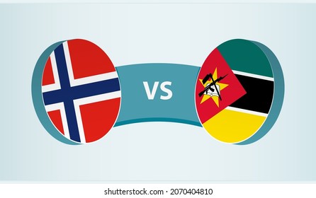 Norway versus Mozambique, team sports competition concept. Round flag of countries.