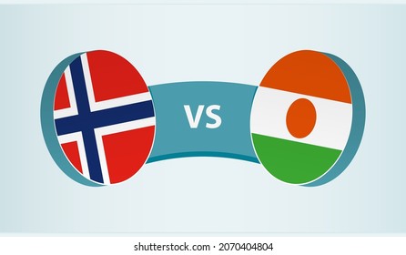 Norway versus Niger, team sports competition concept. Round flag of countries.