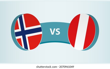 Norway versus Peru, team sports competition concept. Round flag of countries.