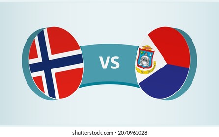 Norway versus Sint Maarten, team sports competition concept. Round flag of countries.