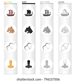 Norway, Viking, attributes and other web icon in cartoon style.Alloy, instrument, fighting, icons in set collection.