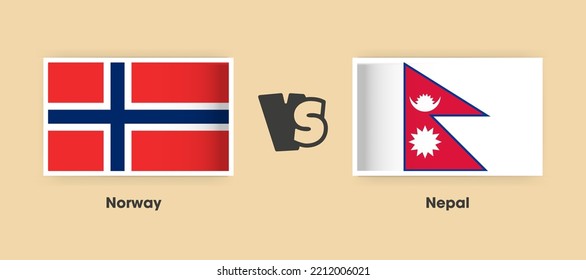 Norway vs Nepal flags placed side by side. Creative stylish national flags of Norway vs Nepal with background