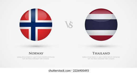 Norway vs Thailand country flags template. The concept for game, competition, relations, friendship, cooperation, versus.