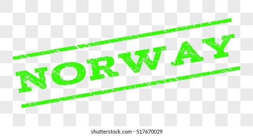 Norway watermark stamp. Text caption between parallel lines with grunge design style. Rubber seal stamp with dust texture. Vector light green color ink imprint on a chess transparent background.