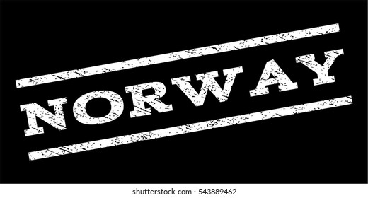 Norway watermark stamp. Text caption between parallel lines with grunge design style. Rubber seal stamp with dust texture. Vector white color ink imprint on a black background.