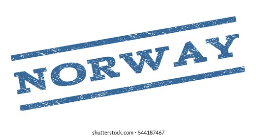 Norway watermark stamp. Text caption between parallel lines with grunge design style. Rubber seal stamp with dirty texture. Vector cobalt blue color ink imprint on a white background.
