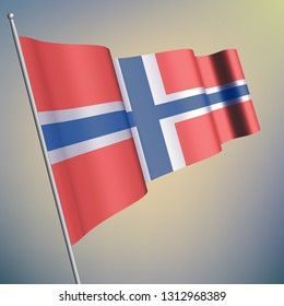 Norway waving 3D flag. National symbol, realistic vector illustration. Eps10. - Vetorial