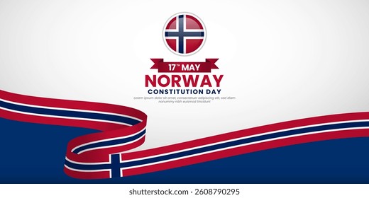 Norway waving flag banner background template for Norway independence day with blankspace area