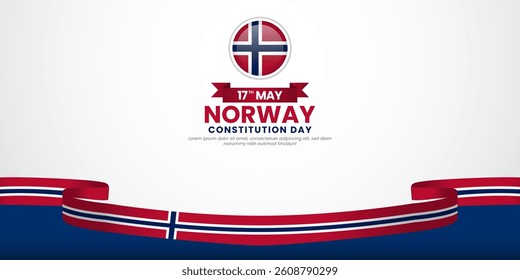 Norway waving flag banner background template for Norway independence day with blankspace area