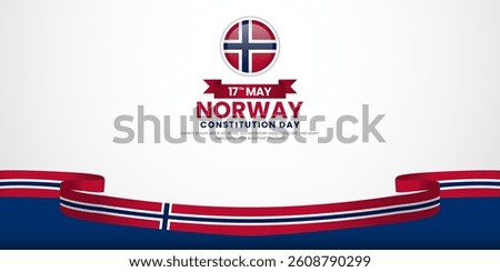 Norway waving flag banner background template for Norway independence day with blankspace area