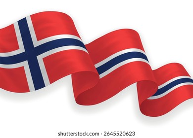 Norway waving flag with bright colors on clean background