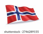 Norway waving flag of isolated on white background.